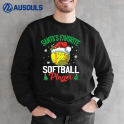 Santa's Favorite Softball Player Christmas Pajama Sweatshirt