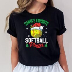 Santa's Favorite Softball Player Christmas Pajama T-Shirt