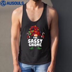 Sassy Gnome Lights Buffalo Plaid Matching Family Christmas Tank Top