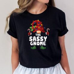 Sassy Gnome Lights Buffalo Plaid Matching Family Christmas T-Shirt