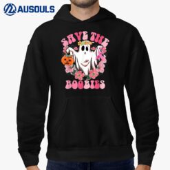 Save The Boobies Pink Ghost Breast Cancer Halloween Hoodie