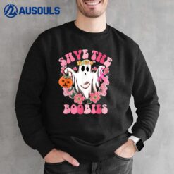 Save The Boobies Pink Ghost Breast Cancer Halloween Sweatshirt