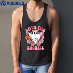 Save The Boobies Pink Ghost Breast Cancer Halloween Tank Top