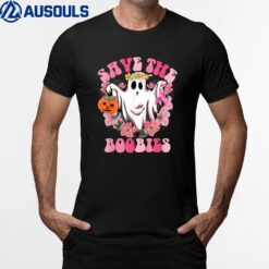 Save The Boobies Pink Ghost Breast Cancer Halloween T-Shirt