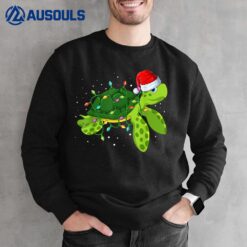 Sea Turtle Christmas Lights Funny Merry Christmas Santa Hat Sweatshirt