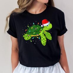 Sea Turtle Christmas Lights Funny Merry Christmas Santa Hat T-Shirt
