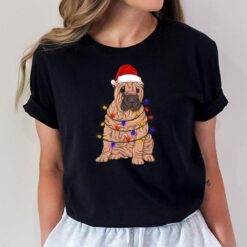 Shar Pei Dog Christmas Wearing Hat Santa Lights T-Shirt