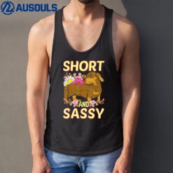 Short And Sassy Cute Flower Dachshund Weiner Dog Tank Top