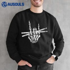Skeleton Hand Drumsticks Cool Drummer Sweatshirt
