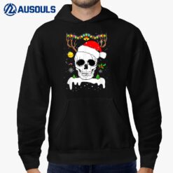 Skull Santa Reindeer Christmas Lights Shirt Scary Skull Xmas Hoodie