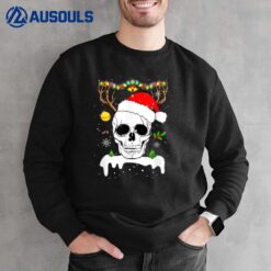 Skull Santa Reindeer Christmas Lights Shirt Scary Skull Xmas Sweatshirt