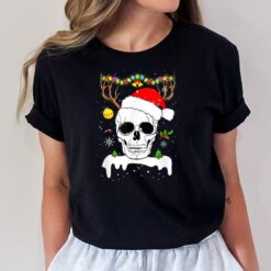 Skull Santa Reindeer Christmas Lights Shirt Scary Skull Xmas T-Shirt