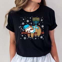 Sleeping Sloth Menorah Hanukkah Chanukah Animal Jewish Gift T-Shirt