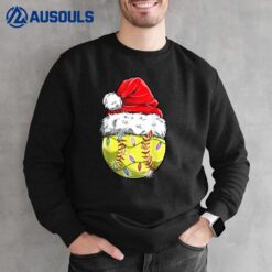 Softball Christmas Santa Hat - Funny Softball Xmas Holiday Sweatshirt