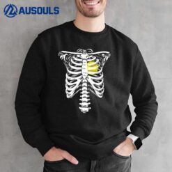 Softball Heart Skeleton Rib Cage Halloween Love Softball Sweatshirt