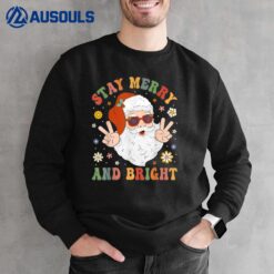 Stay Marry and bright Groovy Christmas Hippie Santa Clause Sweatshirt