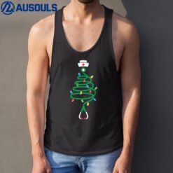 Stethoscope Christmas Tree Nurse Christmas Lights Xmas Tank Top