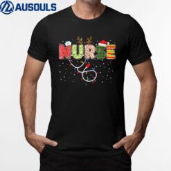 Stethoscope Santa Hat Reindeer Xmas Christmas Nurse T-Shirt