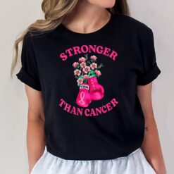 Stronger Than Cancer Boxing Gloves Pink Ribbon Breast Cancer T-Shirt