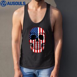 Sugar Skull American Flag 4th Of July Cool Patriotic Veteran Tank Top