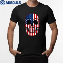 Sugar Skull American Flag 4th Of July Cool Patriotic Veteran T-Shirt