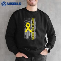 Support Our Troops Yellow Ribbon Military American Flag Sweatshirt