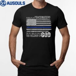Support Police Thin Blue Line Distressed Flag Bible Verse T-Shirt
