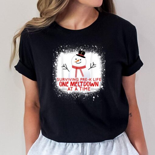 Surviving Pre-K Life One Meltdown At A Time Snowman Teacher T-Shirt