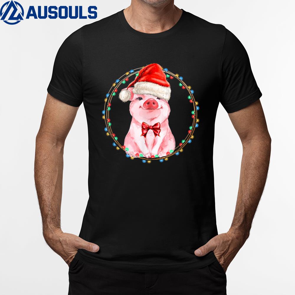 Sweet Pig with Santa Hat Pig Lover Christmas Unisex T-Shirt