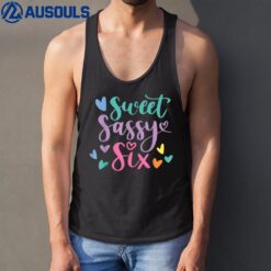 Sweet Sassy and Six Girl's 6th Birthday Girls 6 Year Old Kid Tank Top