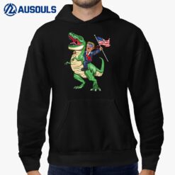 T Rex Dinosaur With Trump American Flag For Patriot Hoodie