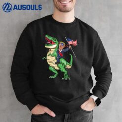 T Rex Dinosaur With Trump American Flag For Patriot Sweatshirt