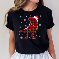 T Rex Plaid Red Buffalo Dinosaur Christmas Pajamas Family T-Shirt