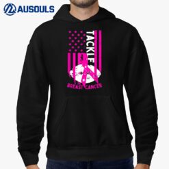 Tackle Football Pink Ribbon Breast Cancer Awareness USA Flag  Ver 2 Hoodie