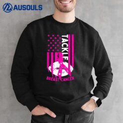 Tackle Football Pink Ribbon Breast Cancer Awareness USA Flag  Ver 2 Sweatshirt