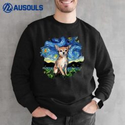 Tan Chihuahua Starry Night Impressionist Dog  by Aja Sweatshirt