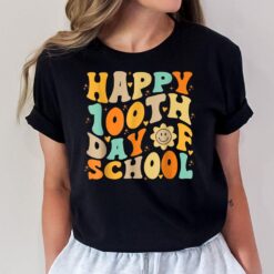 Teacher Kids Retro Groovy 100 Days Happy 100th Day Of School T-Shirt