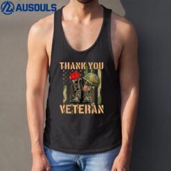 Thank-you veterans combat boots poppy-flower veteran day Tank Top