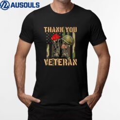 Thank-you veterans combat boots poppy-flower veteran day T-Shirt