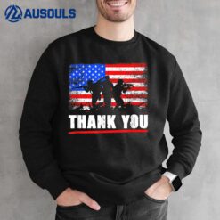 Thank You Military American Flag Soldier Memorial Veteran Sweatshirt