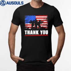Thank You Military American Flag Soldier Memorial Veteran T-Shirt