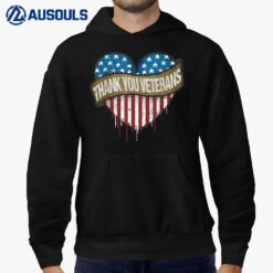 Thank You Veterans Day American Flag Heart Military Army Hoodie