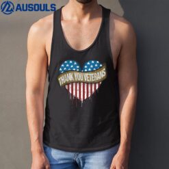 Thank You Veterans Day American Flag Heart Military Army Tank Top