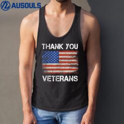 Thank You veterans American Flag - Patriotic Tank Top
