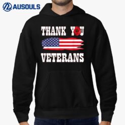 Thank you Veterans  with American flag red poppy Hoodie