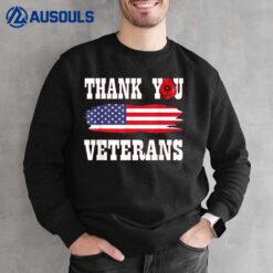 Thank you Veterans  with American flag red poppy Sweatshirt