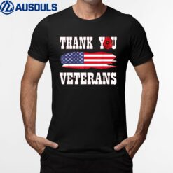 Thank you Veterans  with American flag red poppy T-Shirt