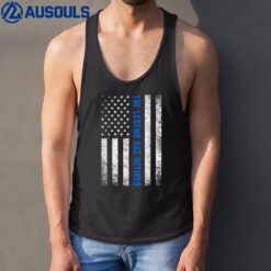 The Legend Has Retired Blue Line American Flag Police Tank Top