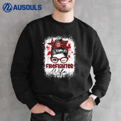 The Red Proud Firefighter Fireman Wife - Messy Bun Hair Sweatshirt