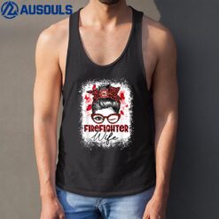 The Red Proud Firefighter Fireman Wife - Messy Bun Hair Tank Top